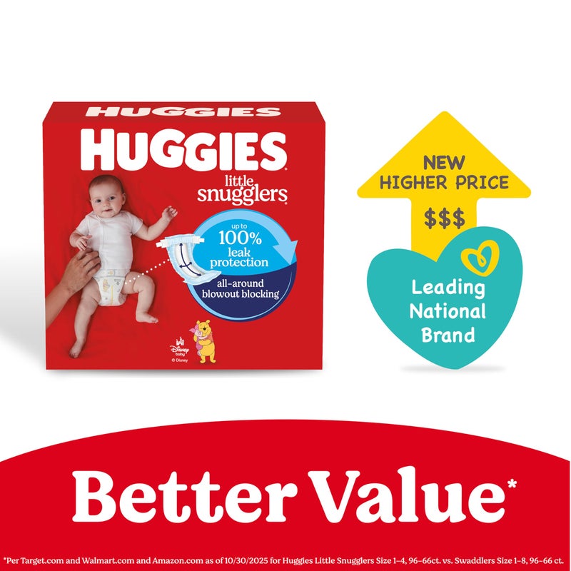 Huggies Size 1 Diapers, Little Snugglers Baby Diapers, Size 1 (8-14 lbs), 96 Count, Packaging May Vary - Image 2